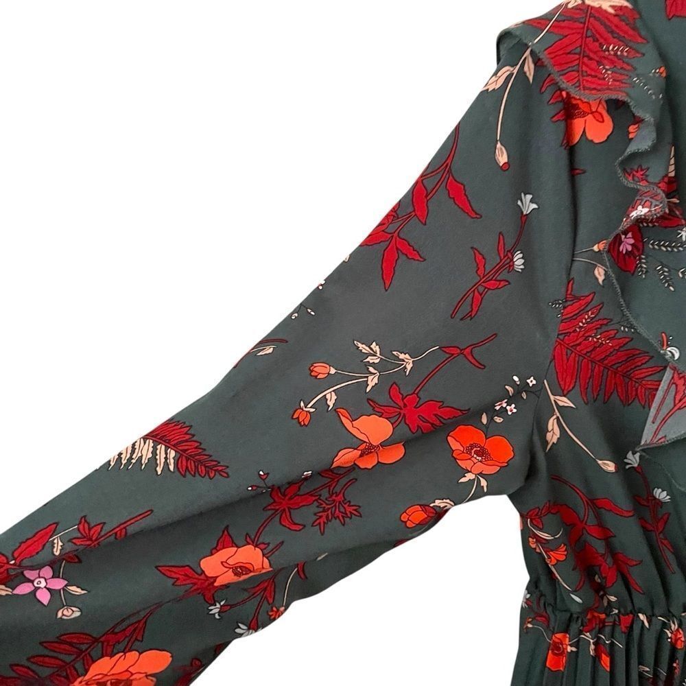 Shein Cottagecore Vibe Floral Long Sleeve Dress in Forest Green in Size Large - Picture 11 of 12